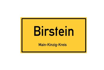 Isolated German city limit sign of Birstein located in Hessen
