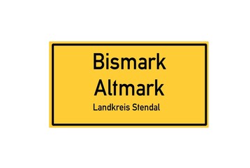 Isolated German city limit sign of Bismark Altmark located in Sachsen-Anhalt
