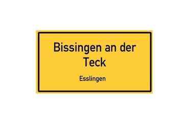 Isolated German city limit sign of Bissingen an der Teck located in Baden-W�rttemberg