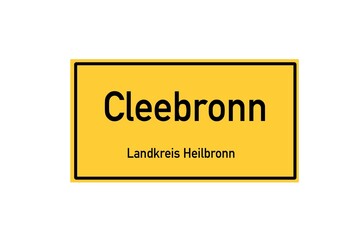 Isolated German city limit sign of Cleebronn located in Baden-W�rttemberg