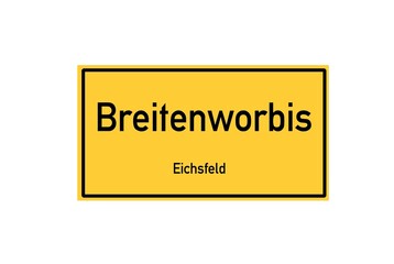 Isolated German city limit sign of Breitenworbis located in Th�ringen