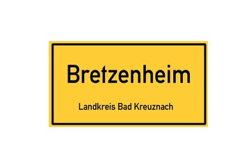Isolated German city limit sign of Bretzenheim located in Rheinland-Pfalz