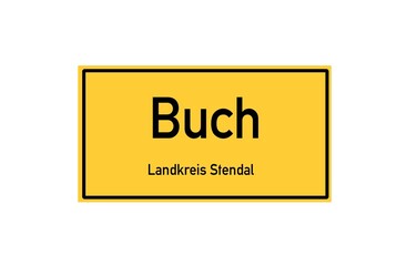 Isolated German city limit sign of Buch located in Sachsen-Anhalt