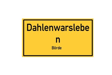 Isolated German city limit sign of Dahlenwarsleben located in Sachsen-Anhalt