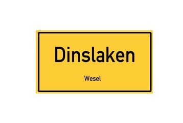 Isolated German city limit sign of Dinslaken located in Nordrhein-Westfalen