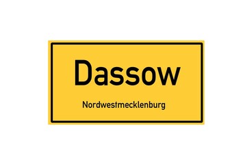 Isolated German city limit sign of Dassow located in Mecklenburg-Vorpommern