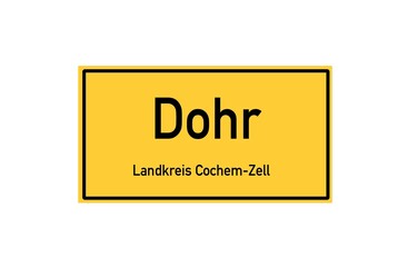 Isolated German city limit sign of Dohr located in Rheinland-Pfalz
