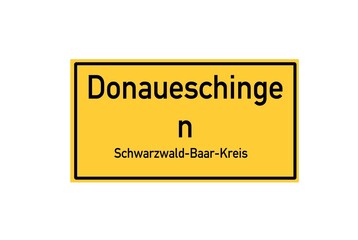 Isolated German city limit sign of Donaueschingen located in Baden-W�rttemberg