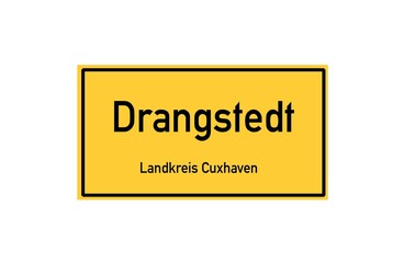 Isolated German city limit sign of Drangstedt located in Niedersachsen
