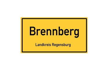 Isolated German city limit sign of Brennberg located in Bayern