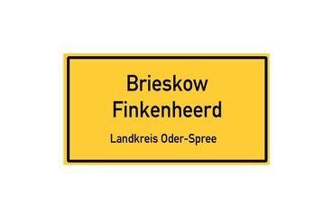 Isolated German city limit sign of Brieskow Finkenheerd located in Brandenburg