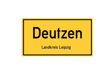 Isolated German city limit sign of Deutzen located in Sachsen