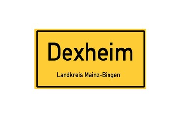 Isolated German city limit sign of Dexheim located in Rheinland-Pfalz