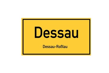 Isolated German city limit sign of Dessau located in Sachsen-Anhalt