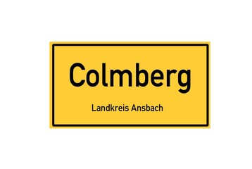 Isolated German city limit sign of Colmberg located in Bayern