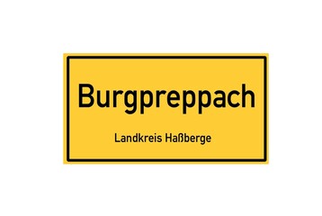 Isolated German city limit sign of Burgpreppach located in Bayern
