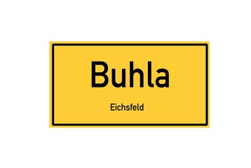 Isolated German city limit sign of Buhla located in Th�ringen