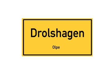 Isolated German city limit sign of Drolshagen located in Nordrhein-Westfalen