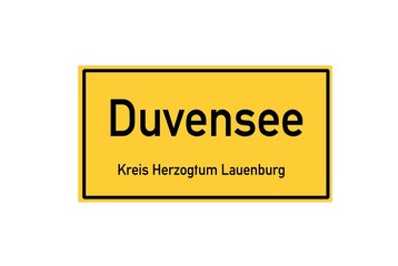Isolated German city limit sign of Duvensee located in Schleswig-Holstein