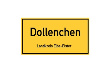 Isolated German city limit sign of Dollenchen located in Brandenburg