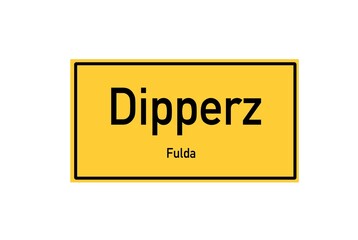 Isolated German city limit sign of Dipperz located in Hessen