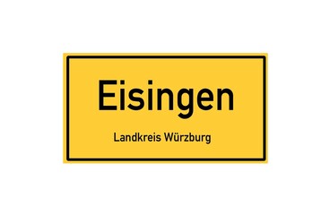 Isolated German city limit sign of Eisingen located in Bayern
