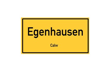 Isolated German city limit sign of Egenhausen located in Baden-W�rttemberg