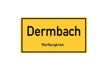 Isolated German city limit sign of Dermbach located in Th�ringen