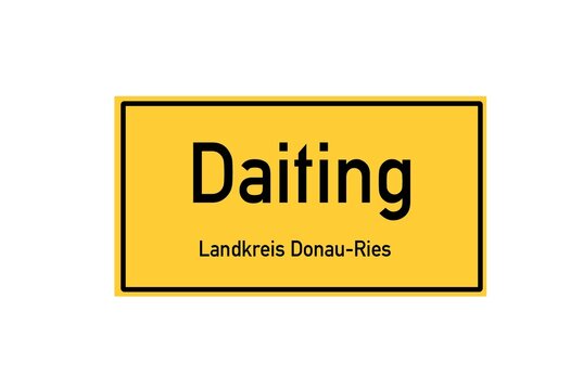 Isolated German city limit sign of Daiting located in Bayern