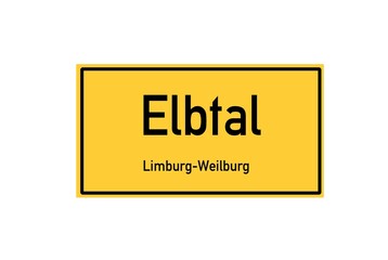 Isolated German city limit sign of Elbtal located in Hessen