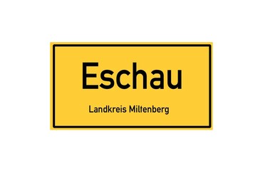 Isolated German city limit sign of Eschau located in Bayern