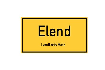 Isolated German city limit sign of Elend located in Sachsen-Anhalt