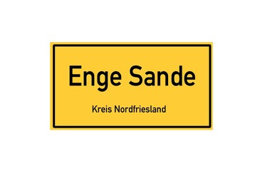 Isolated German city limit sign of Enge Sande located in Schleswig-Holstein