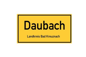 Isolated German city limit sign of Daubach located in Rheinland-Pfalz