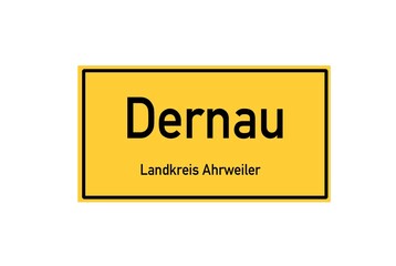 Isolated German city limit sign of Dernau located in Rheinland-Pfalz
