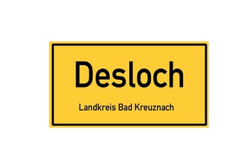 Isolated German city limit sign of Desloch located in Rheinland-Pfalz