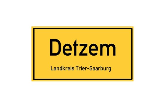 Isolated German city limit sign of Detzem located in Rheinland-Pfalz