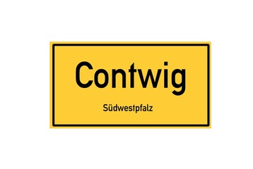 Isolated German city limit sign of Contwig located in Rheinland-Pfalz