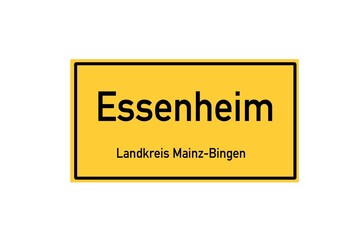 Isolated German city limit sign of Essenheim located in Rheinland-Pfalz