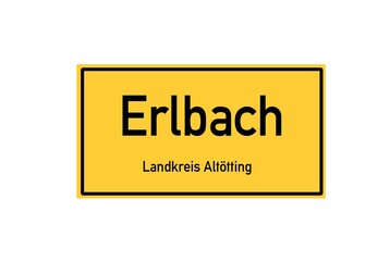 Isolated German city limit sign of Erlbach located in Bayern