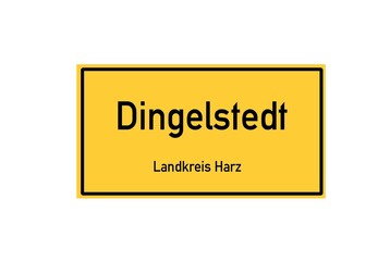 Isolated German city limit sign of Dingelstedt located in Sachsen-Anhalt