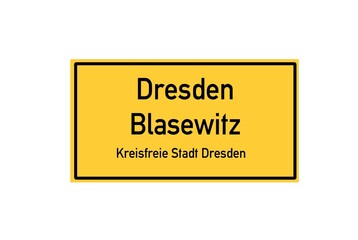 Isolated German city limit sign of Dresden Blasewitz located in Sachsen