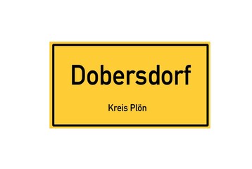 Isolated German city limit sign of Dobersdorf located in Schleswig-Holstein