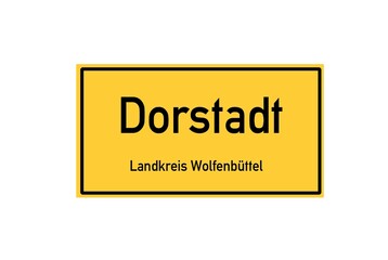 Isolated German city limit sign of Dorstadt located in Niedersachsen