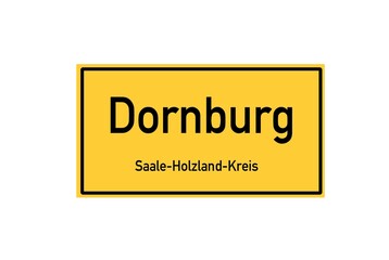 Isolated German city limit sign of Dornburg located in Th�ringen