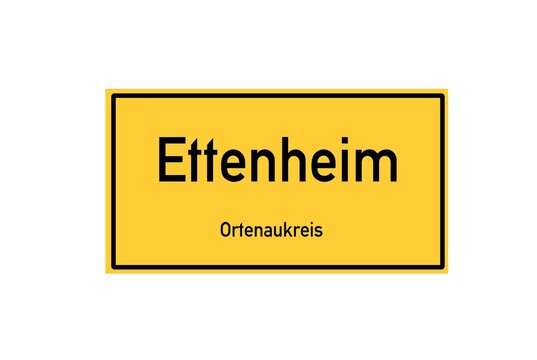 Isolated German city limit sign of Ettenheim located in Baden-W�rttemberg