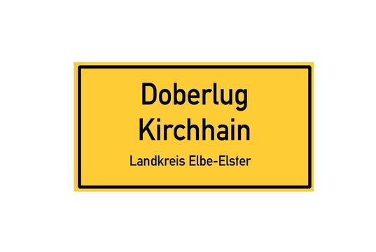 Isolated German city limit sign of Doberlug Kirchhain located in Brandenburg