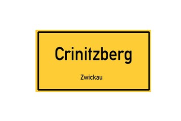 Isolated German city limit sign of Crinitzberg located in Sachsen