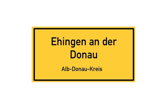 Isolated German city limit sign of Ehingen an der Donau located in Baden-W�rttemberg