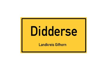 Isolated German city limit sign of Didderse located in Niedersachsen